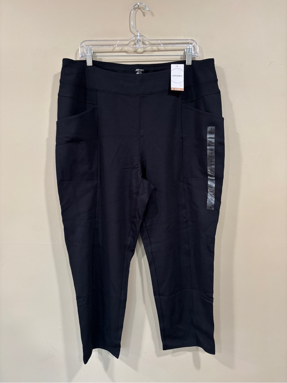 Jockey Women’s Straight Leg 7/8 Ponte Pants Waistband Side Panel Pockets Size 1X